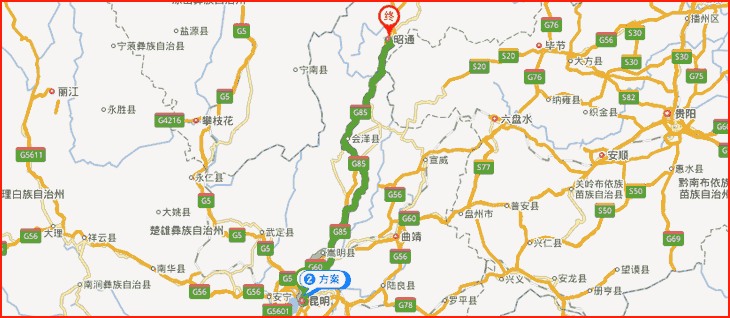 昆明到昭通長途搬家線路地圖.png 昆明到昭通長途搬家線路地圖.png